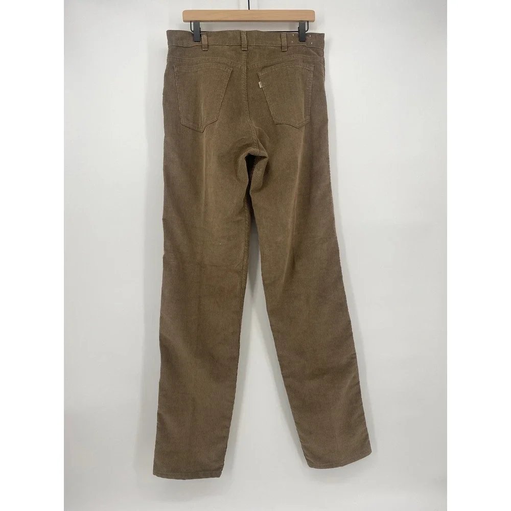 Levi's Corduroy Trousers 34x36 Tan Brown Excellent Vintage Pleated White Tab 520